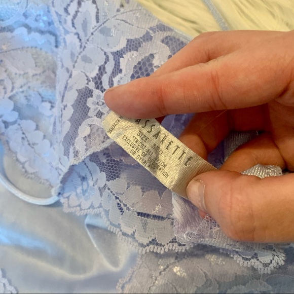 VTG 90’s Baby Blue Lace and Satin Teddy - Picture 9 of 11